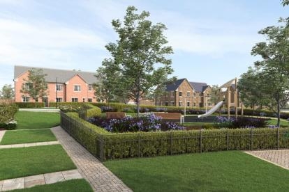 Image of the play park at the Bournleigh development with houses in the background