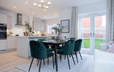 A modern kitchen dining area