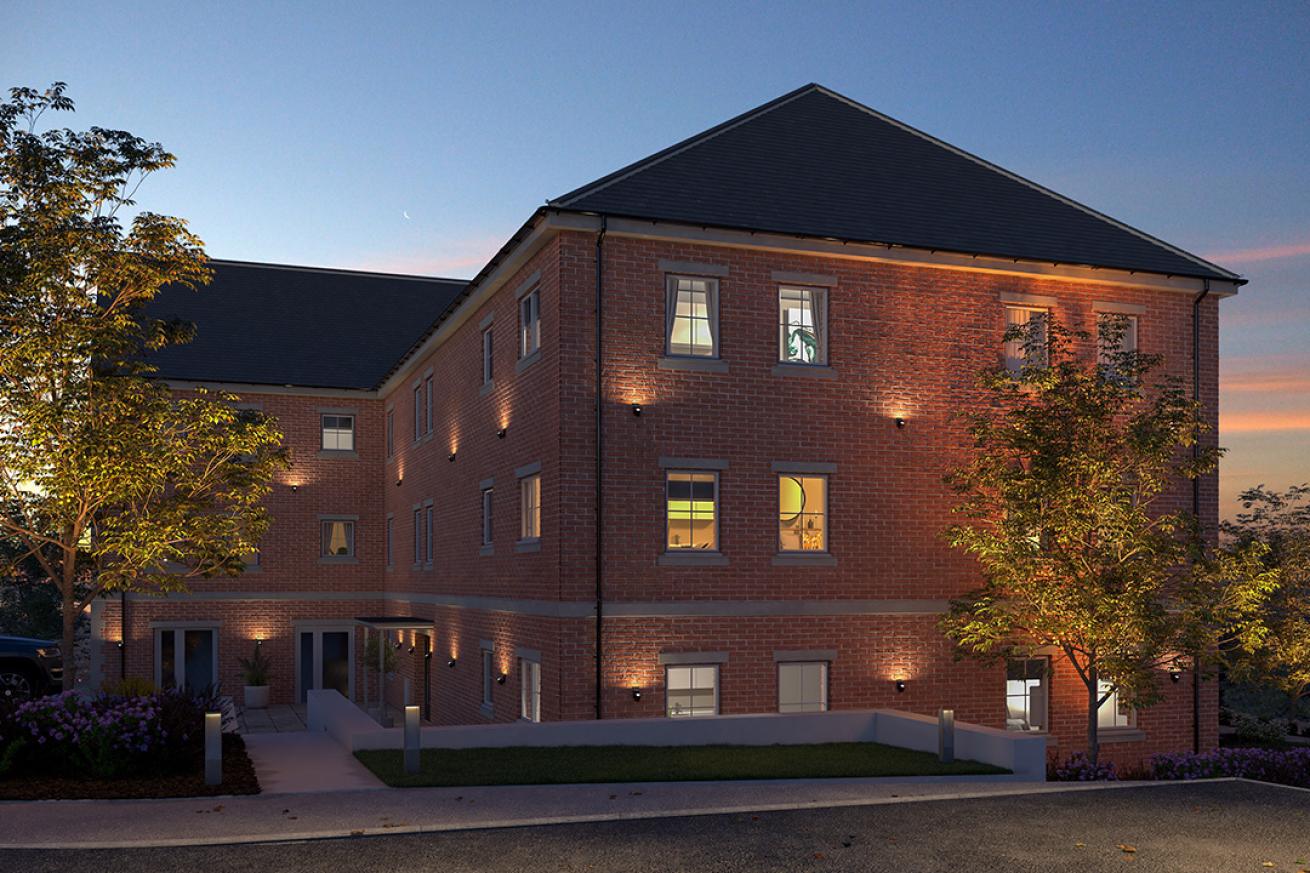 Side profile image of the apartments at the Bournleigh development.